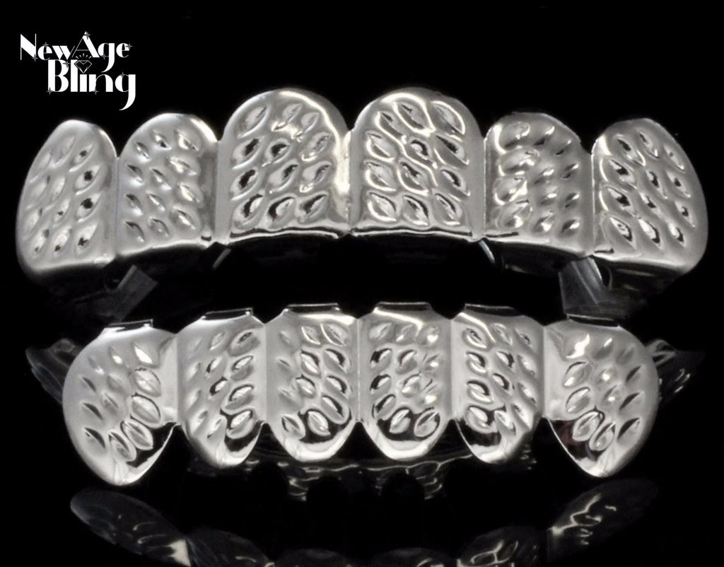 Custom Fit Teeth Silver Plated Top Bottom Grillz