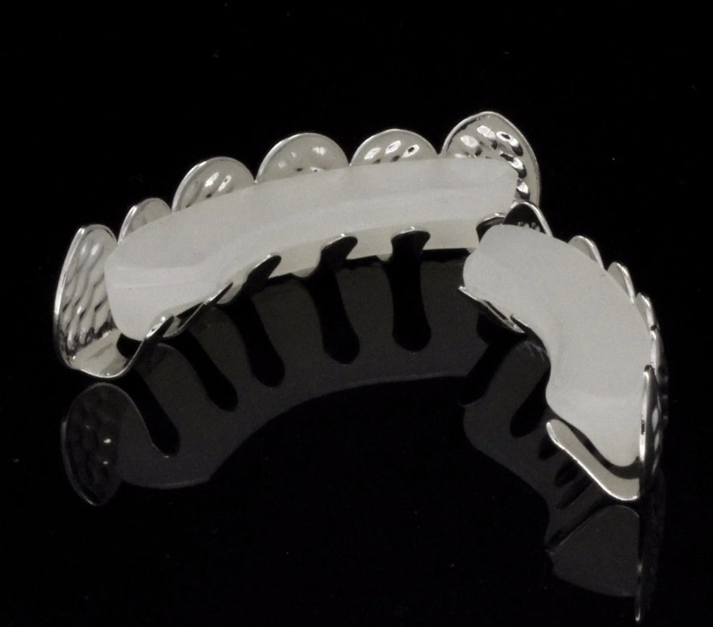 Custom Fit Teeth Silver Plated Top Bottom Grillz